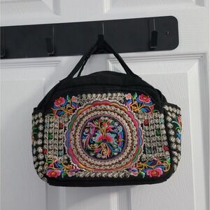 Embroidered Handbag, Handmade Purse, Shoulder Bag,‎ with Top Handle